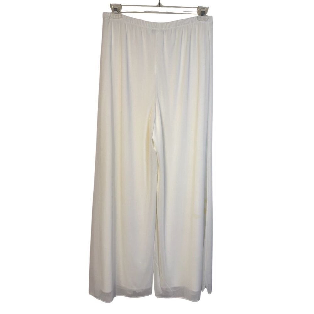 S. Levine Cocktail Pants Sheer Overlay Pull On White S. XLP